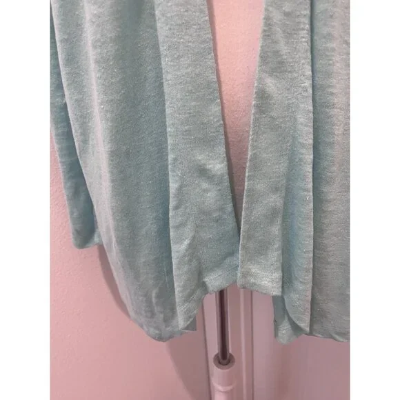 J. Jill Love Linen Open Front Cardigan Sweater Size XL New Aqua Blue Casual - Picture 3 of 6